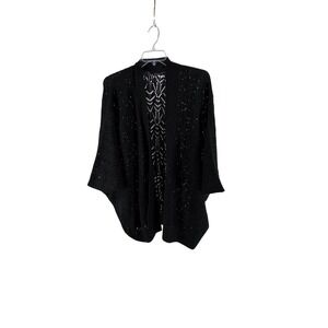 Torrid Black Pointelle Crochet Open Front Cardigan Kimono Plus Size 1/2 42540297